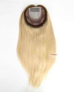 16 Inch Ombre Blonde Human Hair Topper For Women