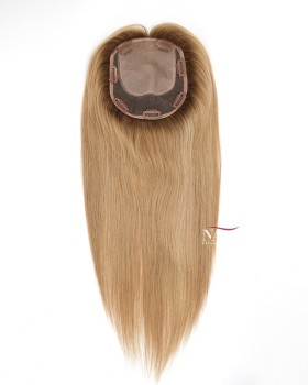 16 Inch Ombre Blonde Silk Base Real Hair Topper for Thinning Hair