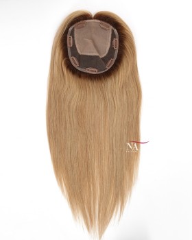 16 Inch Ombre Brown to Blonde Silk Base Hair Topper for Alopecia