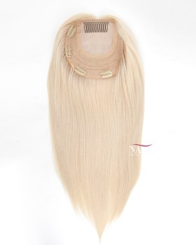 16 Inch Silk Base White Hair Topper for Women