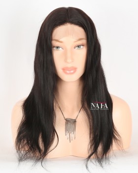 16 Inch Straight Black Silk Base Women's Realistic Wig