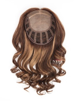16 Inch Top Rated Ladies Wavy Human Hair Topper Silk Base 