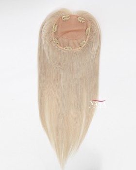 16 Inch White Human Hair Silk Topper for Thinning Hair