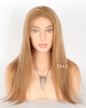 18-inch-most-realistic-human-hair-light-golden-brown-wig-with-blonde-highlights