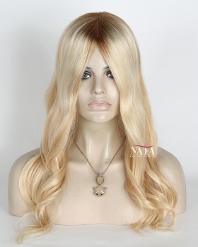 18-Inch Blonde Ombre Curly Human Hair Wig