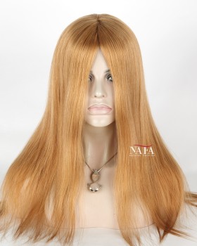 18-Inch Light Strawberry Blonde Human Hair Glueless Wig