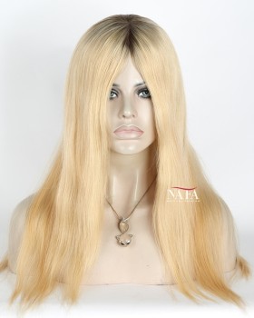 18-inch Mid Length Glueless Ombre Human Hair Wig