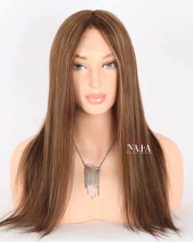 18-Inch Pre Plucked Lace Front Frontal Human Hair Light Brown Glueless Wig