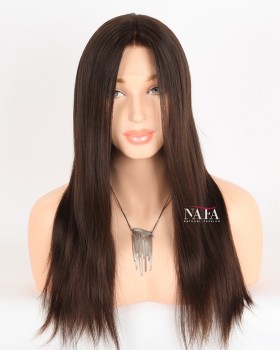 18-Inch Straight Brown Real Human Hair Wig