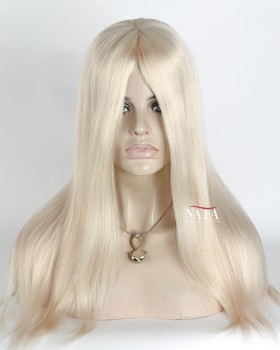 18-Inch White Blonde Straight Human Hair Wig