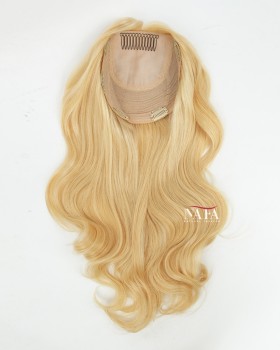18 Inch Blonde Human Hair Beach Wave Wavy Hair Topper