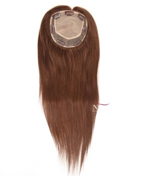 18 Inch Silk Base Brown Hair Topper for Women