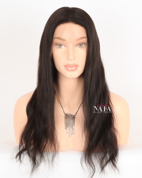 18 Inch Silk Top Lace Black Wig that Looks Real