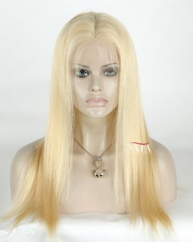 18 Inch Straight Blonde 613 Human Hair Full Lace Wig