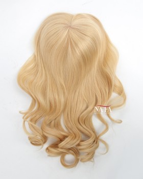 18 Inch Strawberry Blonde Female Curly Hair Topper for Thinning Crown
