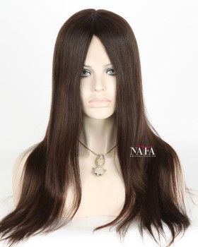 18in-long-straight-brown-hair-glueless-lace front-Wig