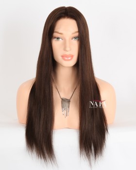 20-Inch Long Brown Straight Hair Lace Front Wig