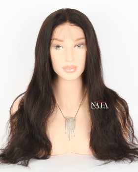 20-Inch Long Natural Straight Black Hair Full Lace Wig 
