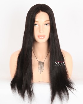 20-Inch Long Straight Black Lace Front Wig