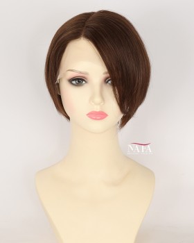 6-Inch Short Real Hair Medium Brown Pixie Wig With Bangs