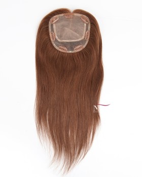 Best 16 Inch Silk Base Light Brown Human Hair Topper for Women