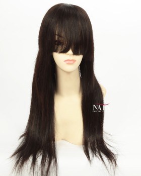 Brazilian Long Straight Black Human Hair Wigs With Bangs