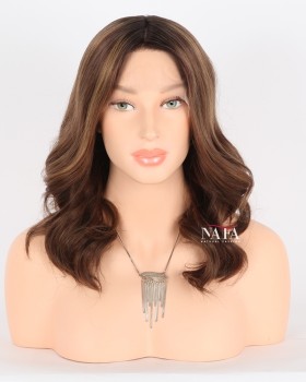 12-inch-brown-bobs-human-hair-wavy-full-head-hair-wig-for ladies