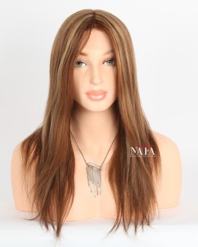 16 Inch Chocolate Brown Medical Human Hair Wig for Hair Loss