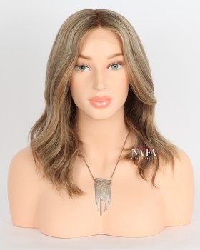12 Inch Shoulder Length Brown Wavy Bob Hair Wig