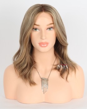 12 Inch  Shoulder Length Brown Wavy Bob Hair Wig