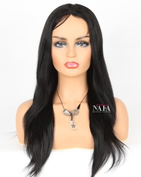 Popular Black Straight Wig Jet Black Hair Color 1 Lace Front Wig