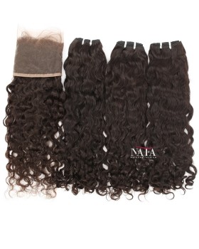 Natural Curly Human Hair 3 Bundles with 13x4 Frontal