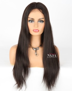 Long Straight Black Silk Base Full Lace Wig