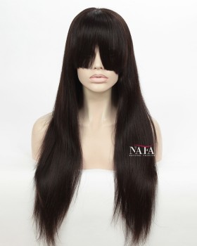 Long Straight Hair Black Wig With Bangs 