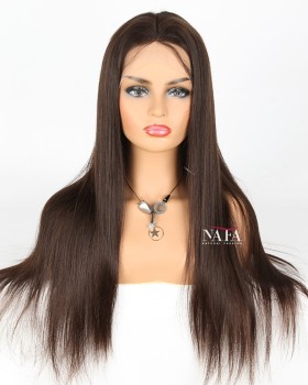 Long Straight Silk Top Base Full Lace Wigs Hidden Knots