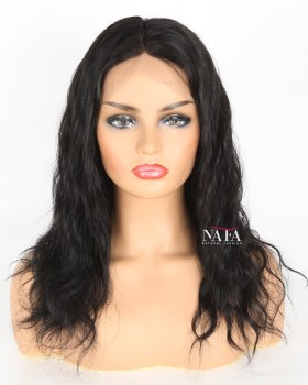 Natural Wave 16 Inch Long Jet Black Human Hair Wigs
