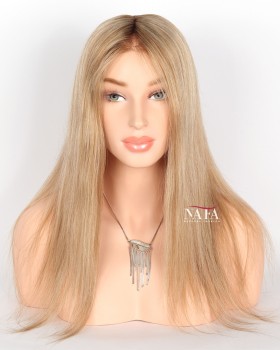 16-inch-straight-ombre-brown-to-blonde-glueless-human-hair-wig