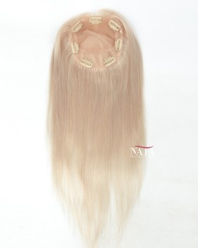 Platinum Blonde White Human Hair Topper For Women