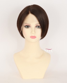 Short 6-Inch Natural Brown Human Hair Pixie Wig for Women