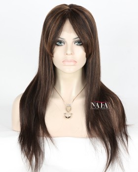 Straight Hair 1B30 Highlighted Wigs With Bangs Black Wig With Red Highlights 