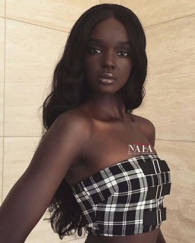 Nafawigs Long Black  Human Hair Wig Natural Color