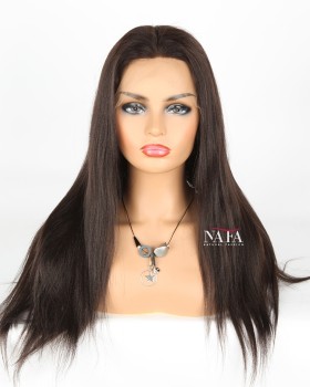 16 Inch Chestnut Straight Human Hair Lace Front Wig