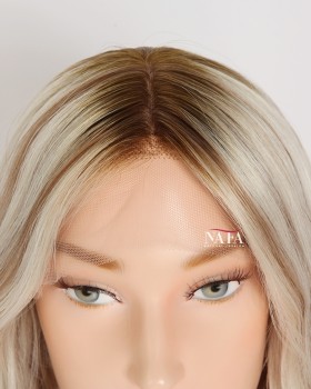 12-Inch Brown and Blonde Human Hair Glueless Hd Lace Front Wig