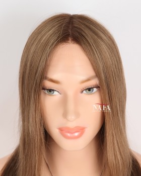 12-Inch Straight Ombre Brown Human Hair Wig
