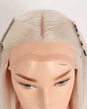 12-Inch White Blonde Human Hair Wig for Women