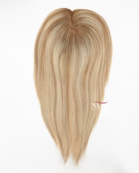 12 All One Length Light Brown with Blonde Highlights Women's Hair Wiglets