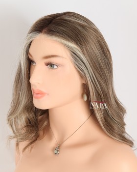 12 Inch Human Hair Shoulder Length Wavy Bob Wig Monofilament Top