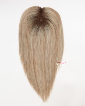 12All One length Brown Roots Blonde Real Human Hair Wiglets for Women