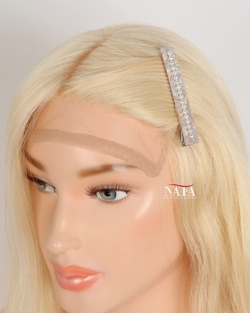 14-Inch 613 Human Hair Straight Glueless Silk Top Full Lace Wig