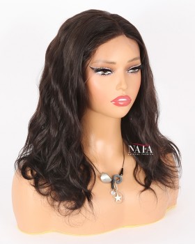 14-Inch Black Human Hair Body Wave Ponytail Wig